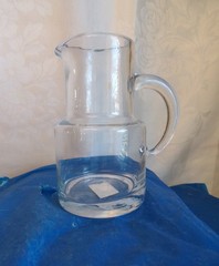 Pier 1 Clear Glass Tumble Up Bedside Carafe Pitcher w/Handle-Missing Tumbler