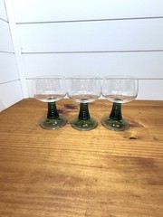 Set 3 Cristal d’Arques Durand Green Beehive Roemer Wine Glass / Goblet MCM