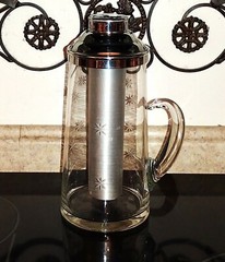 Mid Century Modern Starburst Martini Margarita Pitcher Etched Stars & Cooler Rod