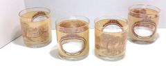 Vintage Currier and Ives Bar Glass Tumbler Set of 4 Four Seasons Homestead Houze