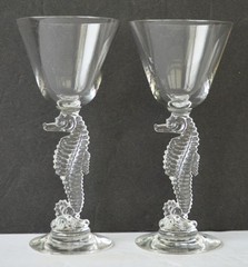 Heisey Clear Sea Horse #5074 Goblets (2)