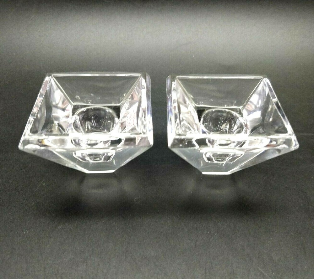 Cristal D’Arques Paris Pyramid Crystal Candle Holders Set of 2