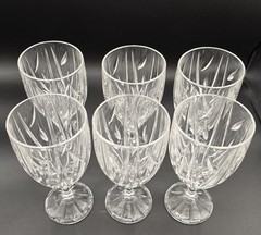 6 Stuart Luxury Crystal Iced Tea Glasses STU114 «Redhouse» Cut Leaf-and-Line