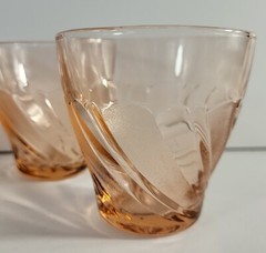 Vereco Duralax Swirl Pink Small Juice Glasses Set Of 4 Vintage 3 Inches Tall