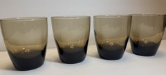 4~LIBBEY CLASSIC SMOKE MOCHA Brown Double Old Fashioned Glasses 4″T~ 12 Ounces