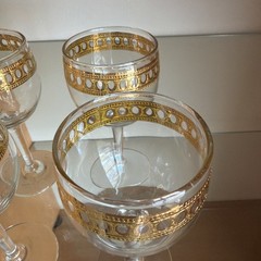 Vintage MCM Culver Antigua 22K Gold Banded Wine Glass Set Of 4