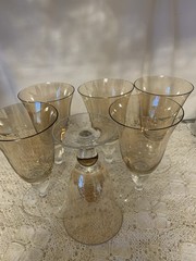 Artland Amber Iridescent Wine/Water Goblets 6 5/8” Glasses Set Of 6