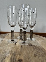Stephen Smyers Champagne Flutes Morocco Platinum Set 4 Studio Art Glass
