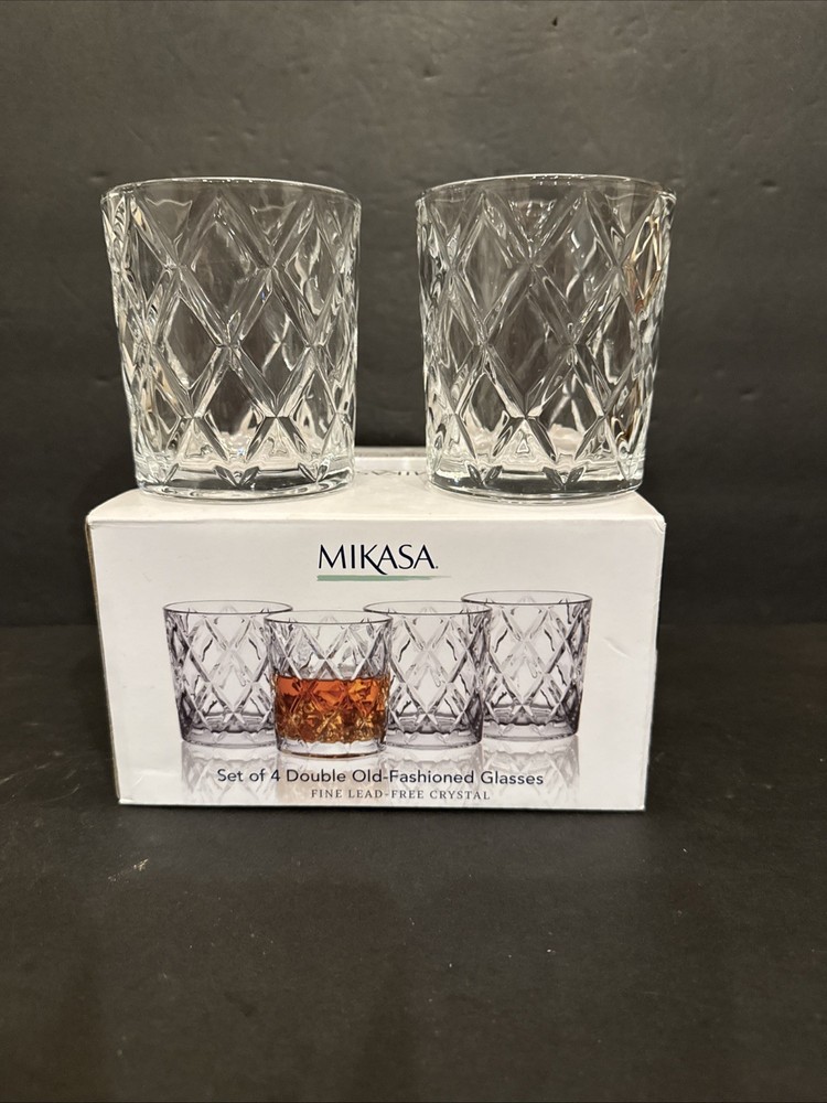 Mikasa Double Old Fashioned Fine Lead-Free Crystal Glasses Set Of 4 – 10oz