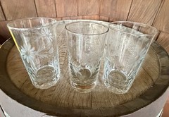 Vintage Floral Etched Daisy Floral Federal Glasses 4 3/4″ Set of (3) L@@K
