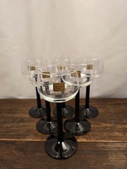 VTG Set Of 6 Durand France Luminarc Black/Rhine Stem 4oz Wine Glasses Barware