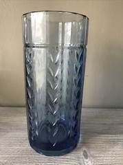 blue by Anchor Hocking vertical laurel cut15 Oz Tumbler 6 1/4” EUC Discontinued