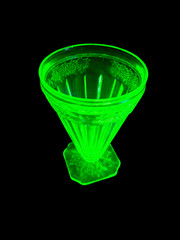 Jeannette Poinsettia Adam Green Uranium Depression Glass 7oz Tumblers Set of 6