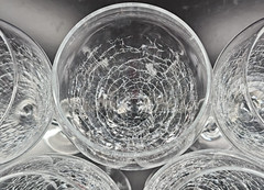5) Pier 1 Reflections Water Goblet Set Elegant Clear Crackled Bowl Stemware Lot