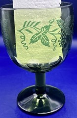 2 Vintage Bartlett Collins Green Thumbprint Golden Grape Goblets