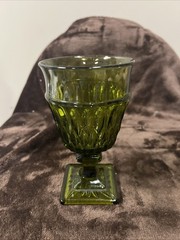Vintage 70’s Mount Vernon Green Indiana Glass Wine Goblet Square Base