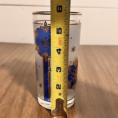 Frosted Blue Gold Snowflake Tumbler Libbey 12oz Mid Century Barware 1960s