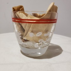 MCM Hazel Atlas Double Shot Glasses Sports Golf w/Wooden Caddy — Set of 4