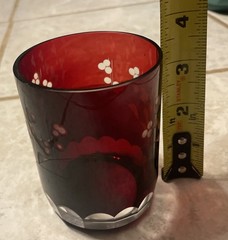 Bohemian Ruby Red Cut To Clear Old Fashioned Whiskey Tumbler 3 5/8″ Tall