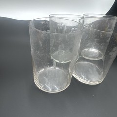 Vintage Clear Glass Lowball Tumblers Heavy Base Juice Water Cups Flower set of 4
