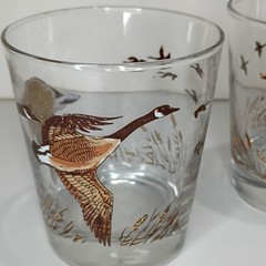 Set of 3 Clear Glass Rocks Glasses Geese Mallard Duck Birds Hunting