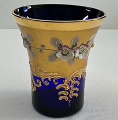 Murano Venetian Tumbler Cobalt Blue 24K Gold Vintage Art Glass