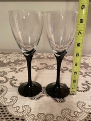 Vintage, Crystal, Alexandra Black Tulip, Champagne Flutes by Mikasa Set of 2
