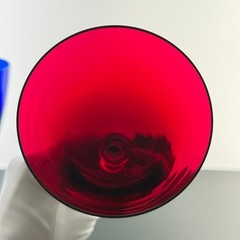 Baccarat Vega Fortissimo Crystal Wine Glass 23cm Blue Red Set of 2 Near Mint