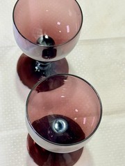 Vintage Set Of 2 Carlo Moretti Murano Amethyst Wine Goblets 4-1/4” Sherry Port
