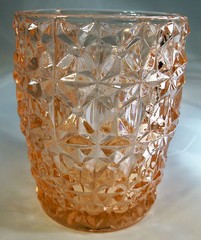 JEANNETTE GLASS CO. HOLIDAY BUTTONS & BOWS PINK 10-OUNCE FLAT WATER TUMBLER!