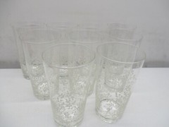 Vintage Pfaltzgraff 20oz Tumblers Clear W/White Flowers