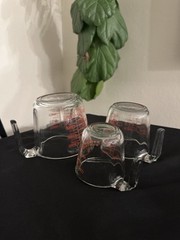 VINTAGE 3 PIECE SET ANCHOR HOCKING GLASS MEASURING CUPS 1 – 2 – 4 CUP