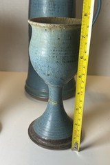 Vintage Hand Thrown Studio Pottery Pitcher and 6 Goblets – Dated 1976