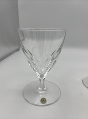 Val St Lambert Water Goblet Glass Gevary Pattern 5 1/8″ Tall Set of 4