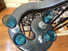 Empoli Italian Teal Blue cobalt twisted stemware 4 Stem Cordials Glass Set 4”