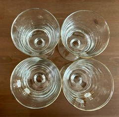 Libbey Apothecary Rx Cocktail Glasses Footed 22K Gold MCM Barware 4.5″ Set of 4