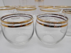 Mixed Lot of Vintage Gold Trim Glasses Glassware, Various Shapes