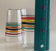 4 Vintage Striped Paneled Bands Juice/bar Glasses 4 Oz – 3.75” Rare Size NICE