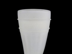 Tiara Glass Powder Horn Frosted Vintage 8 1/8″ Beer Glass 1980s Original Sticker