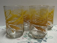 Set of 4 «Golden Wheat» Vintage Libbey 6 oz Glasses 6.5″ Yellow & Amber 1970’s