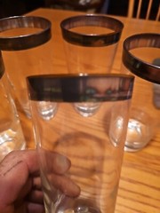 Dorothy Thorpe Style Silver Rim Highball Glasses (6) Mid Century Cocktails