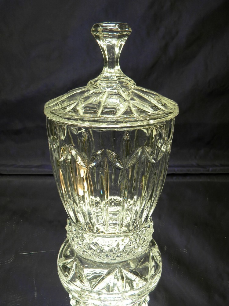 CLEAR CRYSTAL COVERED BISQUIT~GINGER~ CANDY JAR