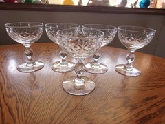 Champagne 4 5/8″ Morgantown Sherbet Cut Knob Stem 6 Oz Crystal – Set of 5