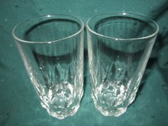 Pair of Clear Glass Highball Glasses~VG~Cut Glass Bottoms