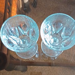 Clear Glass Goblet Pressed Glass Two-Piece Set Round Glossy Finish