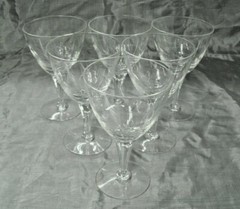 Tiffin-Franciscan ELMWOOD Set of 6-6 3/8″ Water Goblets 17596 Crystal Bubble EC