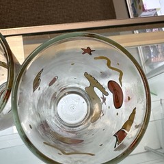 Vintage Set Of 4 Orange And Yellow Whale Ocean Seashell Tumbler Glasses