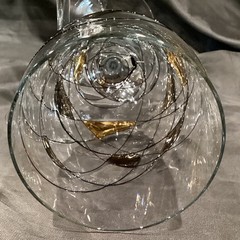 2 ROMANIA STIMAS RIBBON LA FLEUR WINE STEMS STAINED GLASS LOOK 10 1/2”T Unused