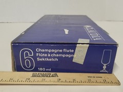 NIB 6 Bohemian Crystal Diamond Ball Stem Champagne Flutes Vintage Czechoslavakia