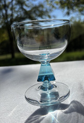 Bryce Clear Glass Aquarius Cerulean Blue Cut Diamond 4oz Liquor Cocktail VGUC